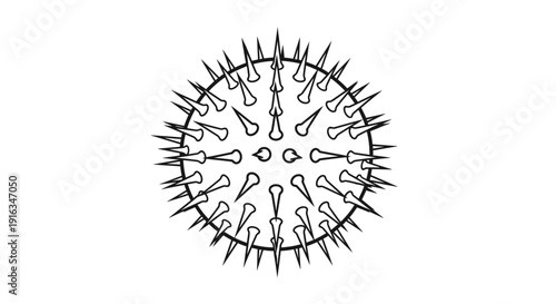 Abstract Virus Icon Outline, Microbe Cell Illustration, Pathogen Symbol