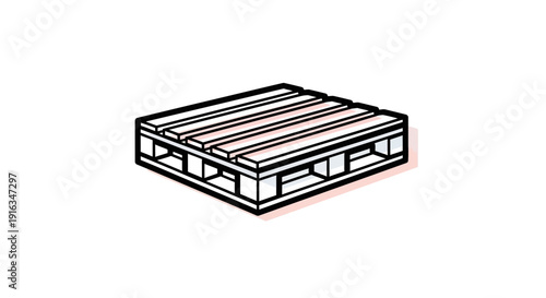 Wooden Shipping Pallet Icon, Industrial Logistics and Cargo Transport Concept