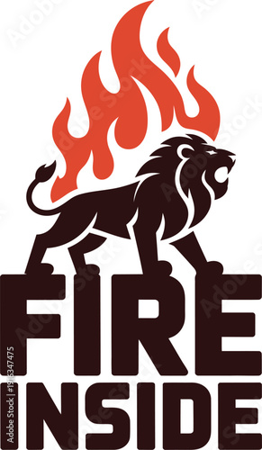 A motivational logo featuring a lion with flames and the phrase Fire Inside