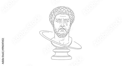 Sad Roman Bust with Tear and Orbit Ring