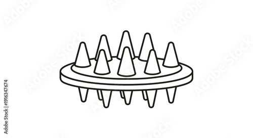 Scalp Massager Tool Icon, Head Massage Brush, Hair Care Accessory, Spa Treatment