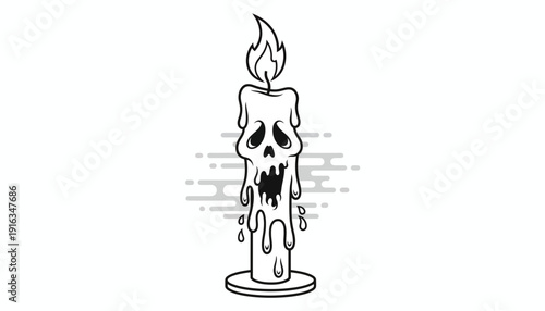 Scary Halloween Candle Skull Dripping Wax Flame