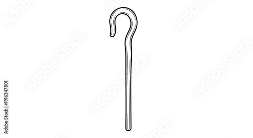 Shepherd's Crook Simple Line Drawing Icon Illustration