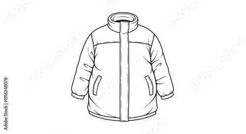 Puffer Jacket Illustration - Winter Fashion Apparel Line Art