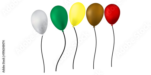 Bright festive balloons. Illustration of balloons. Collection of colorful balloons. Glossy balloons set isolated on white background