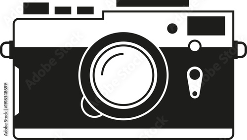 Retro photo camera. Professional photography tool symbol