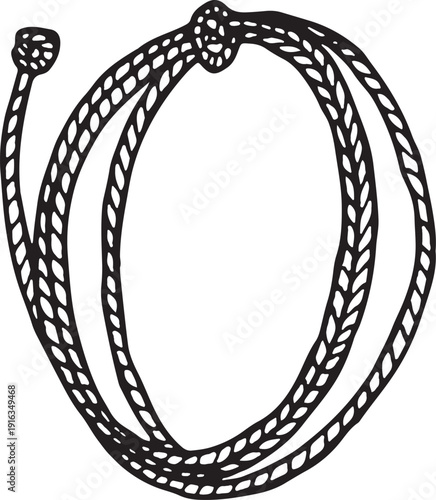 Lasso doodle. Cowboy rope round shape drawing