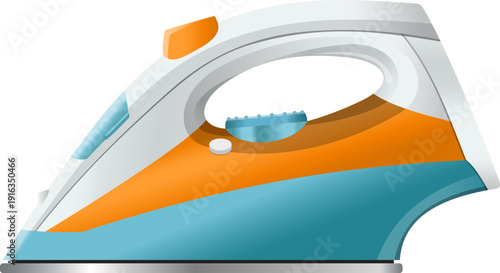 Clothing iron icon. Realistic plastic household device