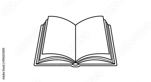 Open Blank Book Icon, Vector Illustration of an Open Book with Empty Pages