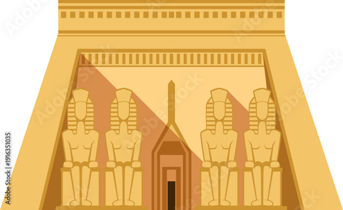 Ancient temple cartoon icon. Egyptian stone sculpture