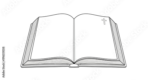 Open Bible, Cross Symbol, Religious Book, Sacred Text, Faith and Spirituality