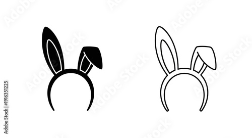Two bunny ears headband designs, black and white, simple and elegant Vector