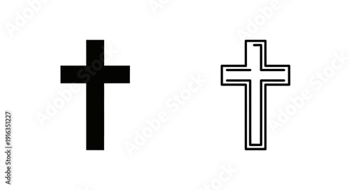 Minimalist cross designs, simple cross outline, black and white cross Vector