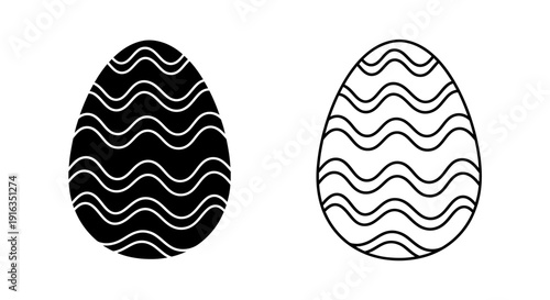 Elegant black and white wavy line easter egg design vector illustration Vector