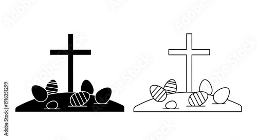 Easter cross with eggs and flowers, vector illustration Vector