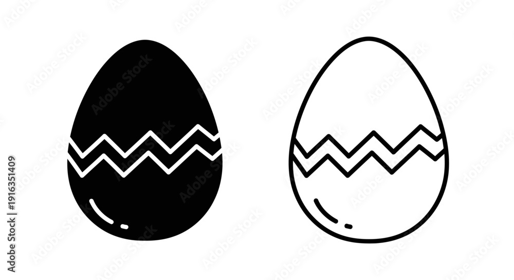 Fototapeta premium Easter eggs design with zigzag lines on black and white background Vector