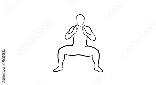 Man doing a deep squat exercise with hands clasped in front, fitness and workout concept