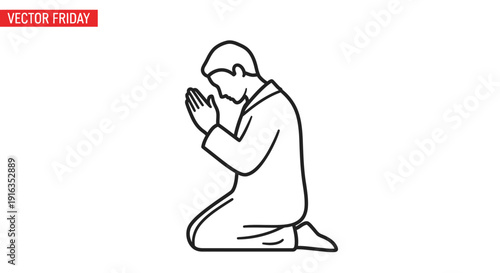 Man kneeling and praying, hands together, religious devotion, spiritual moment, peace