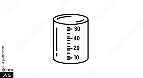 Measuring Cylinder Icon Vector, Laboratory Equipment, Scientific Glassware, Volume Measurement