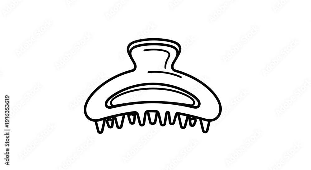 Fototapeta premium Hand drawn illustration of a black claw hair clip on a white background