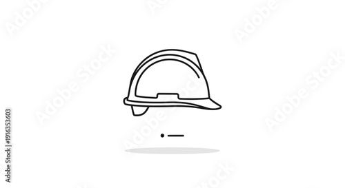 Hard Hat Icon, Safety Helmet, Construction Protection, Minimalist Line Art