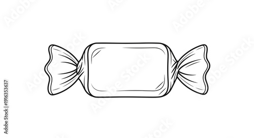 Hand Drawn Candy Wrapper Outline, Sweet Treat Icon, Simple Food Drawing