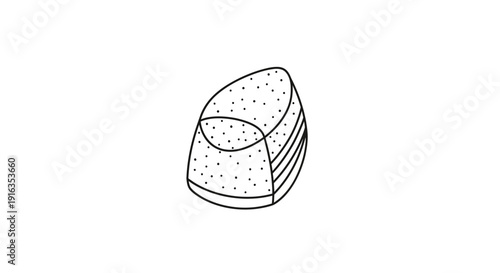 Hand drawn illustration of a stylized cake slice with layers and dots