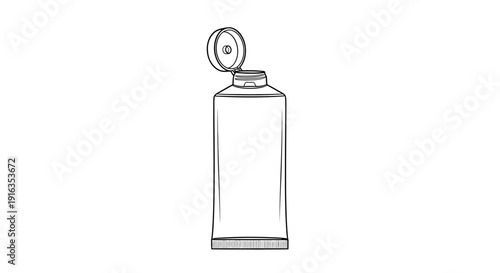 Hand drawn illustration of an open tube of cream or toothpaste on a white background