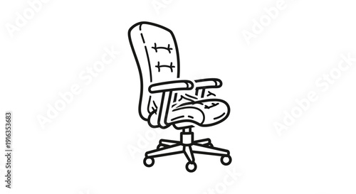 Hand Drawn Office Chair Icon - Vector Illustration