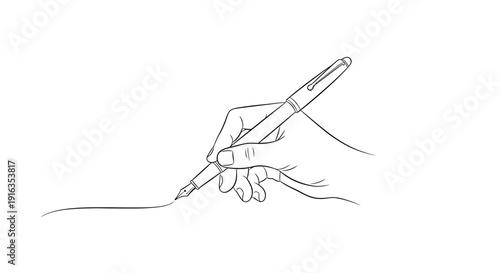 Hand Writing With Fountain Pen on White Background