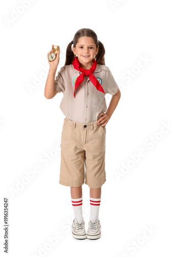 Little girl scout with comp...
