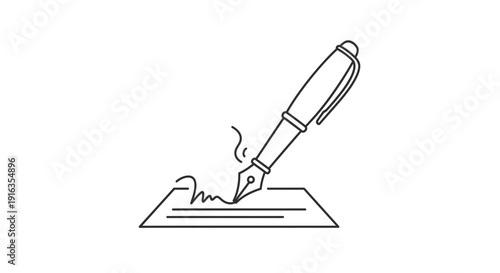 Fountain Pen Signing Document with Signature