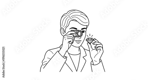 Gemologist Inspecting Diamond with Loupe Magnifier, Professional Jewelry Appraisal