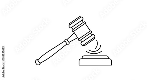 Gavel striking block, symbol of justice, law, auction, decision, judgment, and authority