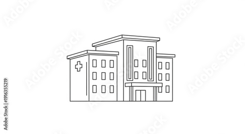 Medical building with cross symbol hospital architecture healthcare facility clinic design medical center doctor office health service wellness hub care provider