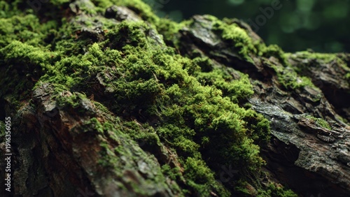 Lush Green Moss Growing on Tree Bark