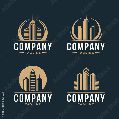 Real estate building logo design set v