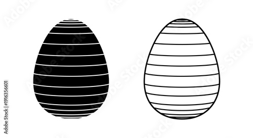 Black and white eggs with horizontal stripes, minimalist design, vector illustration Vector