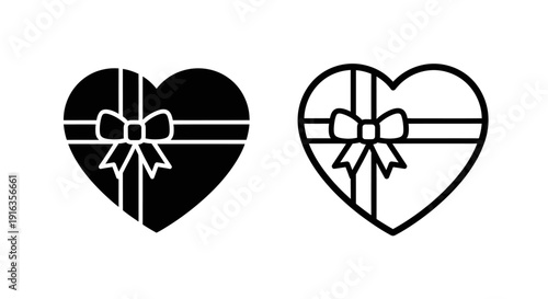 Two hearts with ribbons and bows valentine's day love symbols Vector