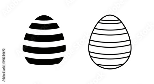 Easter eggs with striped patterns, black and white design, vector illustration Vector