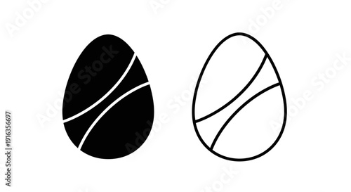Minimalist egg design with white lines on black background Vector