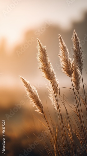 Pampas Grass in Warm Sunset Light