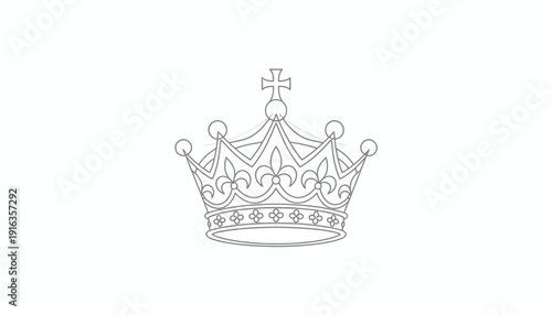 Elegant Royal Crown Outline Icon, Symbol of Power, Royalty, and Luxury