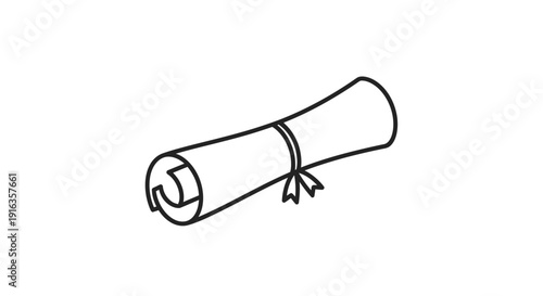 Diploma Scroll Tied with Ribbon, Graduation Certificate, Academic Achievement Symbol