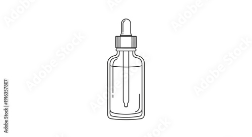 Dropper Bottle with Liquid - Minimalist Line Art Illustration