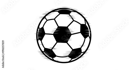 Dynamic Soccer Ball with Motion Blur Effect, Black and White, Isolated on White Background