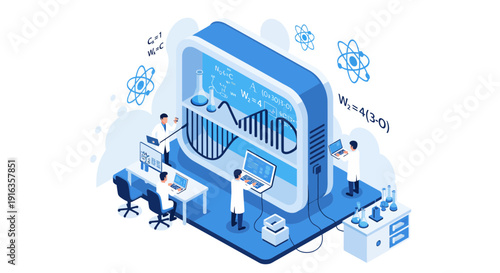 Digital Scientist Analyzing DNA Sequence on Large Screen.