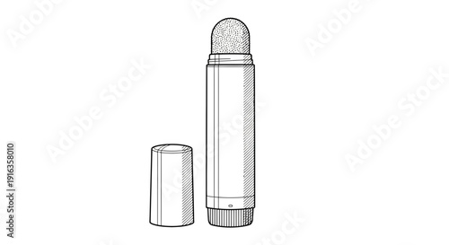 Cosmetic Stick Applicator with Cap, Line Art Drawing