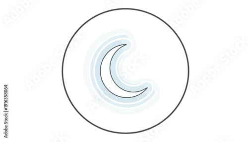 Crescent Moon Icon with Soft Glow Effect on White Background