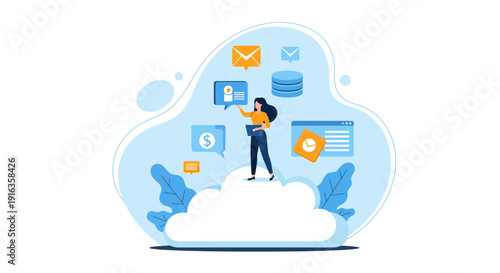 Person Managing Cloud Data Storage and Security.